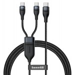 BASEUS καλώδιο USB Type-C σε 2x USB Type-C CA1T2-C01, 100W, 1.5m, μαύρο