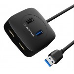 CABLETIME USB 3.0 hub AMAF4, USB 3.0/Micro USB/3x USB 2.0, 0.15m, μαύρο