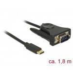 DELOCK Adapter USB Type-C σε Serial DB9 RS-232, 1.8m, Black