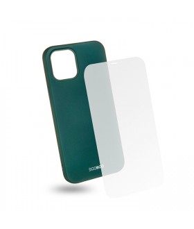 EGOBOO  Tempered Glass + Case Rubber TPU Ruby Green (iPhone 12/12 pro)