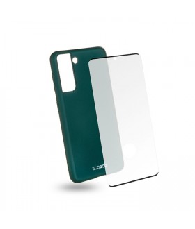 EGOBOO  Tempered Glass + Case Rubber TPU Ruby Green (Samsung S21 Ultra)