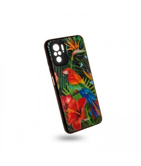 EGOBOO Case Glass TPU Jungle Parrot  (Xiaomi Redmi Note 10)