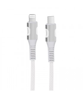 EGOBOO ChargeFlow Fabric Cable USB-C to Lightning - White